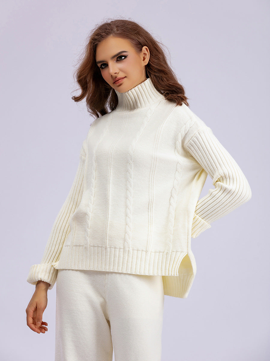 HS0474 autumn and wither knitted 2 PCS SET Mid neck sweater