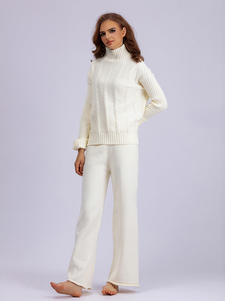 HS0474 autumn and wither knitted 2 PCS SET Mid neck sweater
