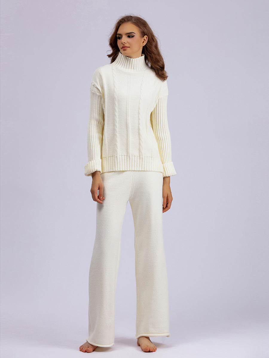 HS0474 autumn and wither knitted 2 PCS SET Mid neck sweater