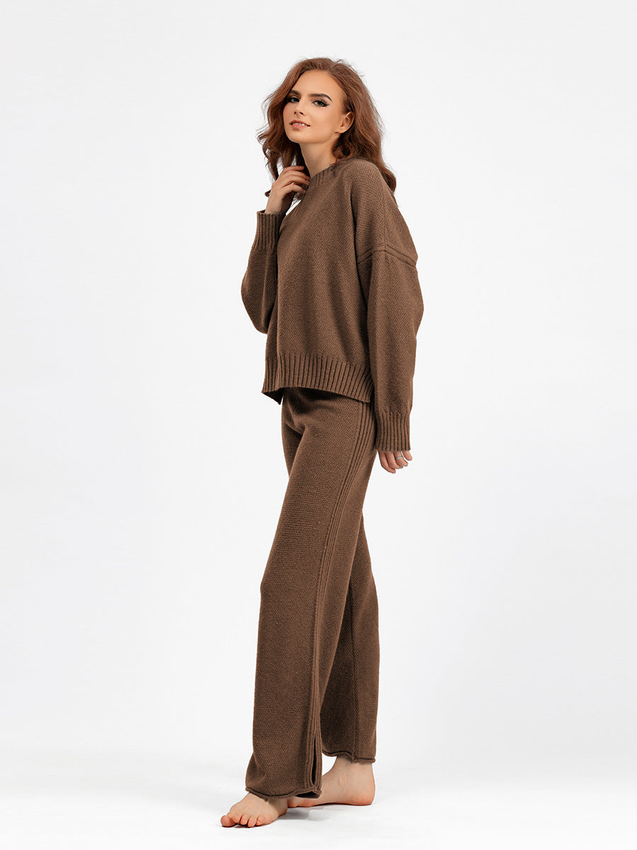 HS0473 New autumn and winter knitted 2 PCS SET crew neck