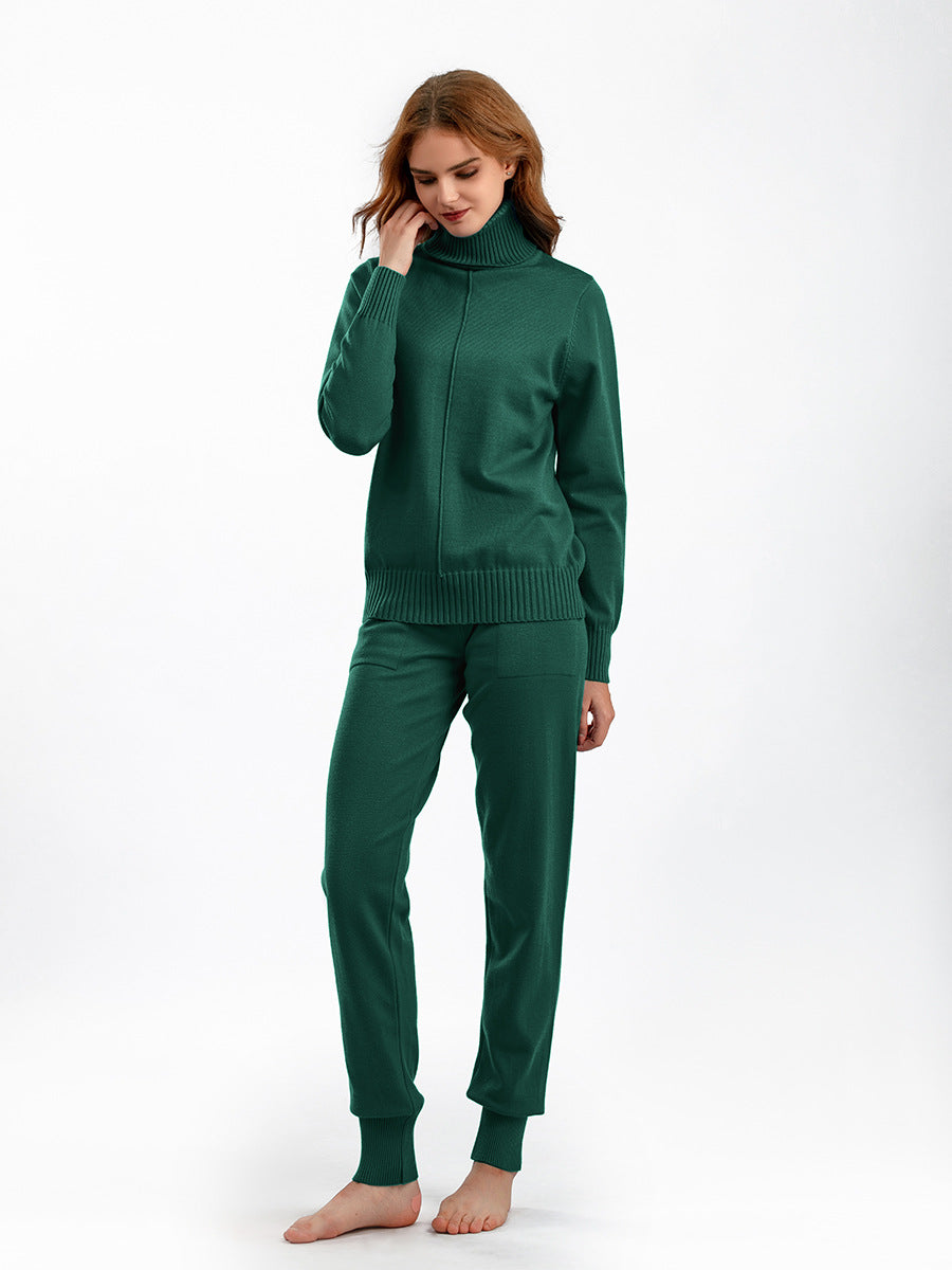 HS0475 Knitted 2 PCS SET warm fabric lapel sweater
