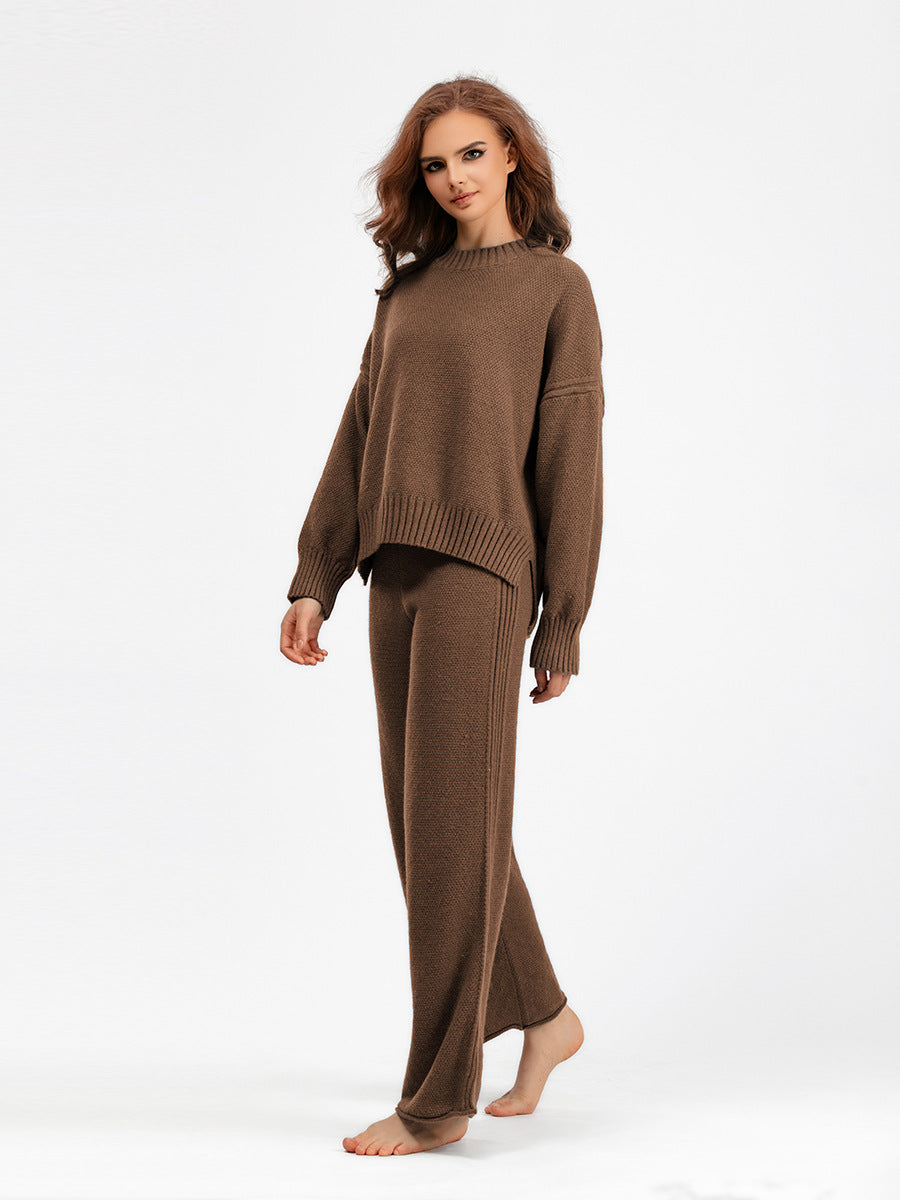HS0473 New autumn and winter knitted 2 PCS SET crew neck