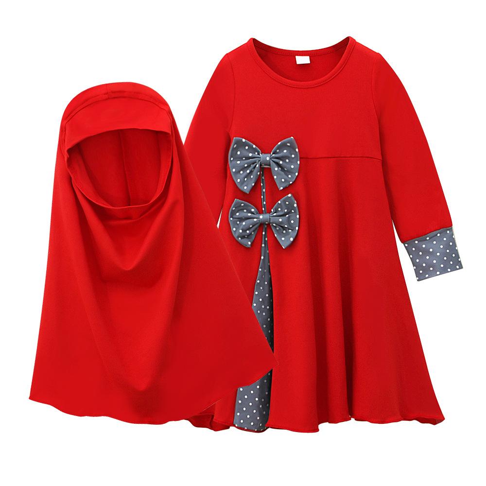 HASASERIES HS1195 Ensemble 2 pièces, Abaya pour enfant avec Khimar une couche.