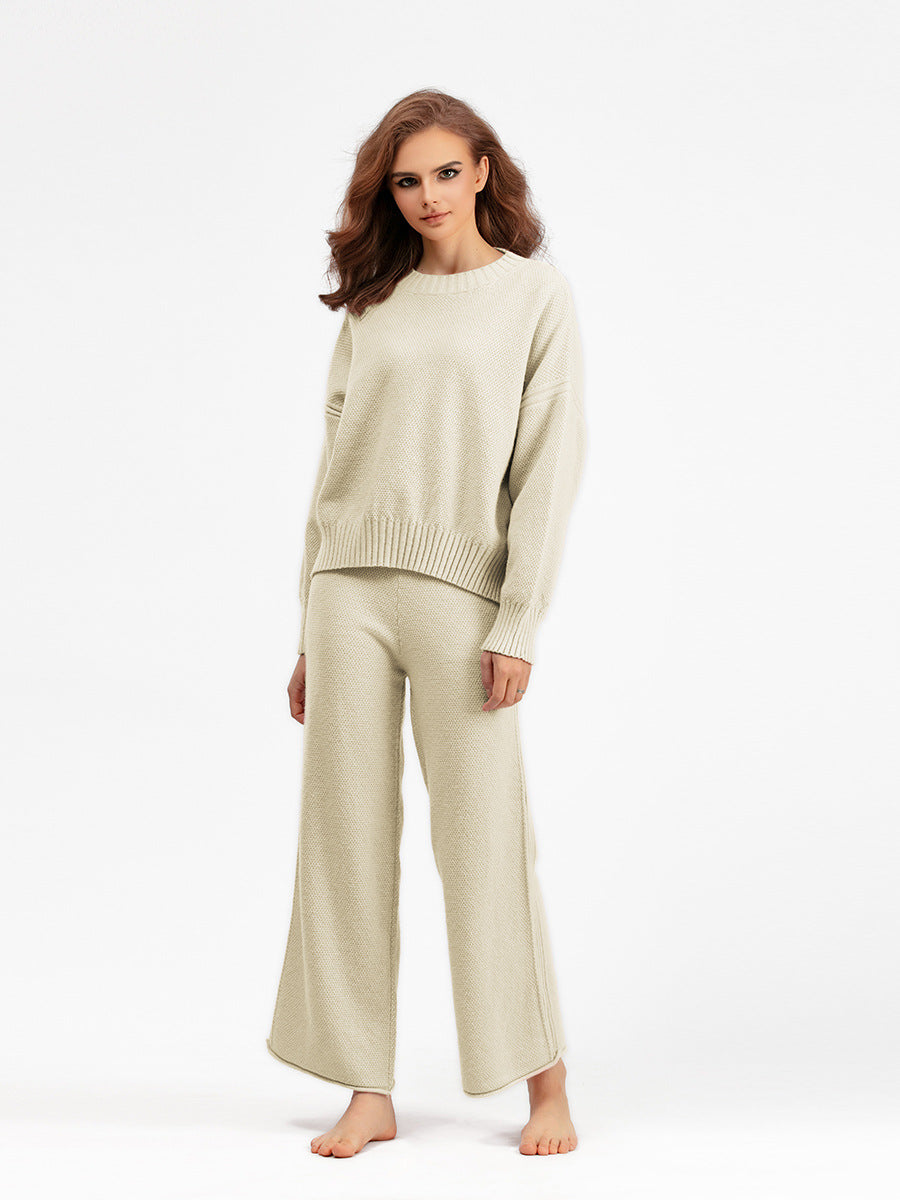 HS0473 New autumn and winter knitted 2 PCS SET crew neck
