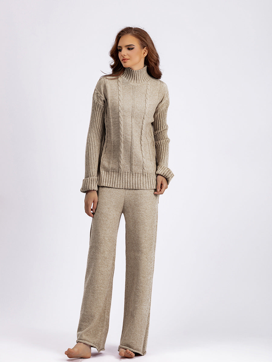 HS0474 autumn and wither knitted 2 PCS SET Mid neck sweater