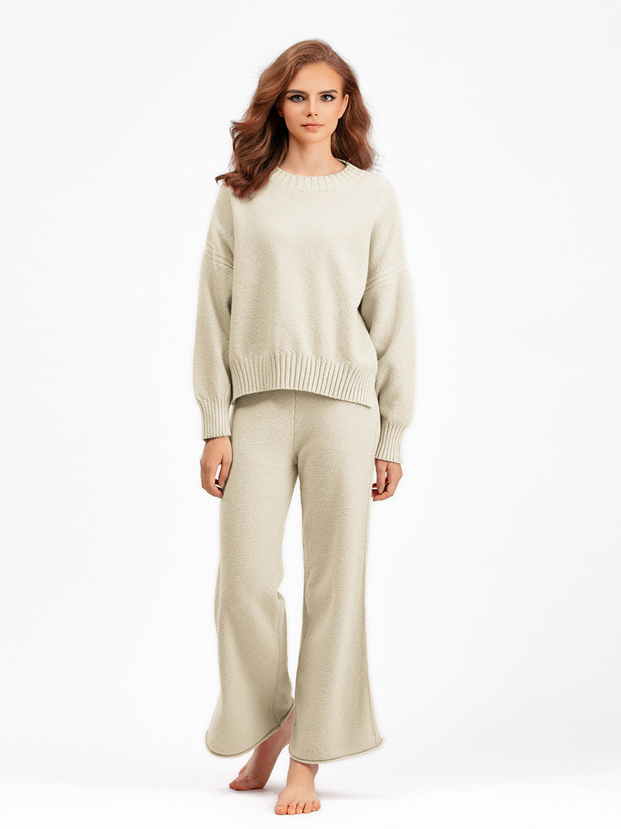 HS0473 New autumn and winter knitted 2 PCS SET crew neck
