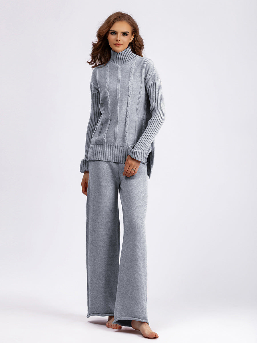 HS0474 autumn and wither knitted 2 PCS SET Mid neck sweater