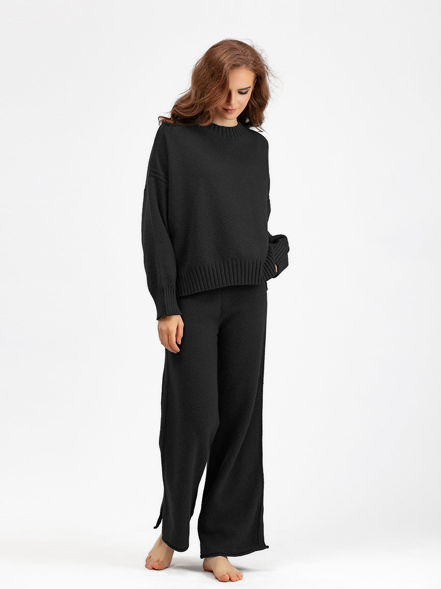 HS0473 New autumn and winter knitted 2 PCS SET crew neck
