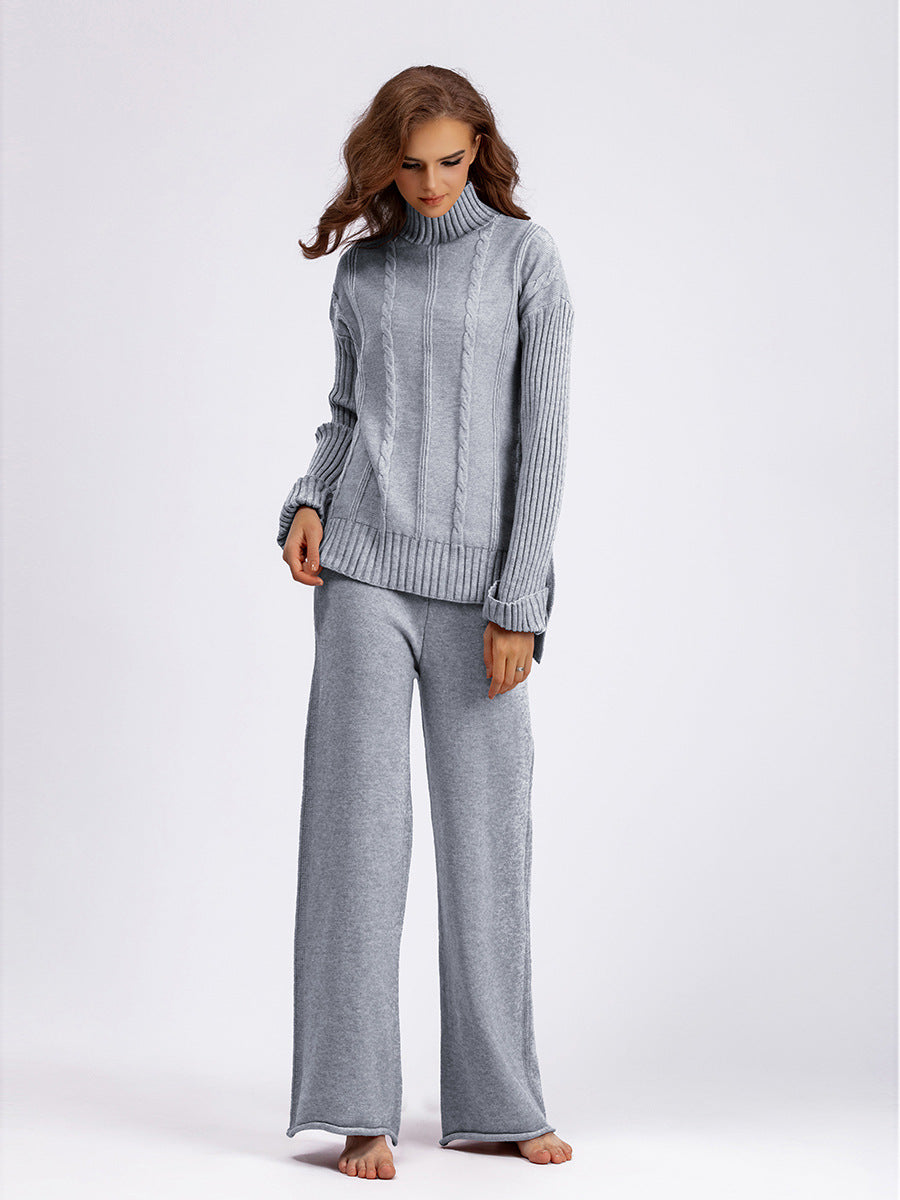 HS0474 autumn and wither knitted 2 PCS SET Mid neck sweater