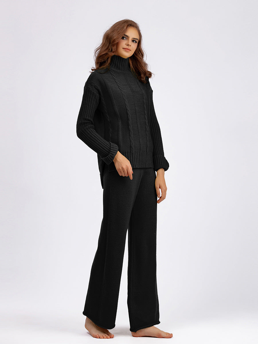 HS0474 autumn and wither knitted 2 PCS SET Mid neck sweater
