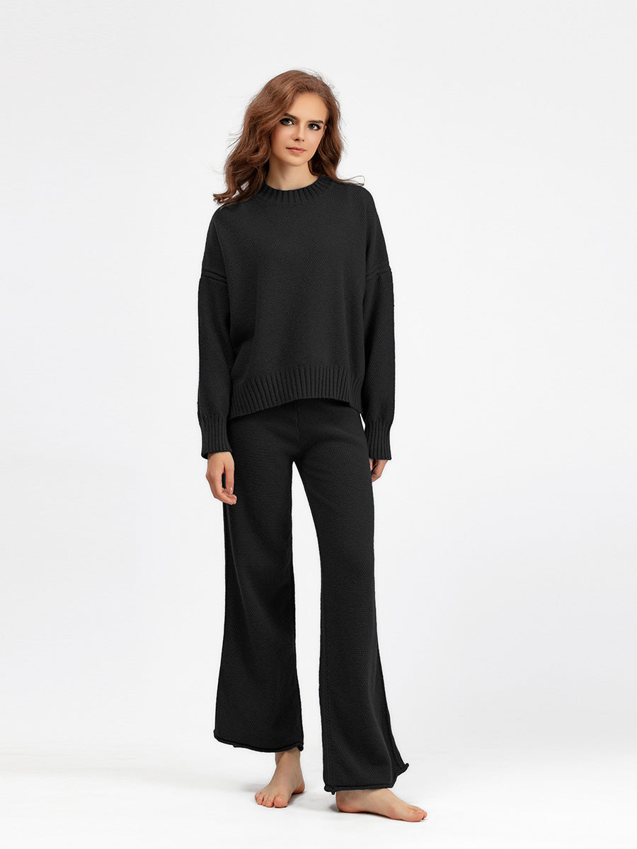 HS0473 New autumn and winter knitted 2 PCS SET crew neck