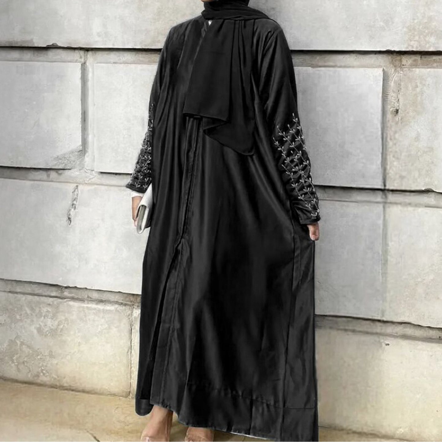 HASASERIES HS1024 1pcs Cardigan en satin Robe perlée faite à la main