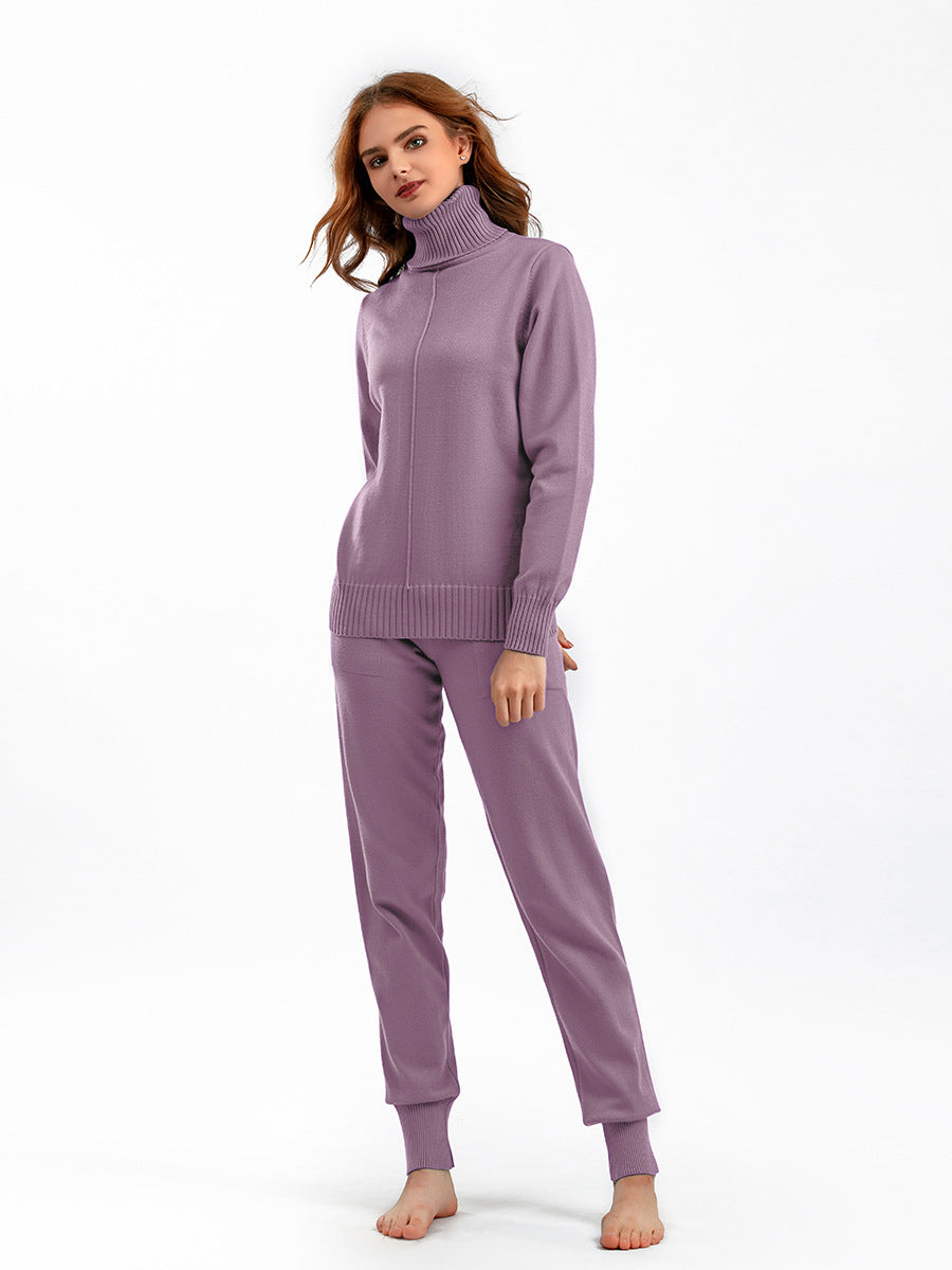 HS0475 Knitted 2 PCS SET warm fabric lapel sweater