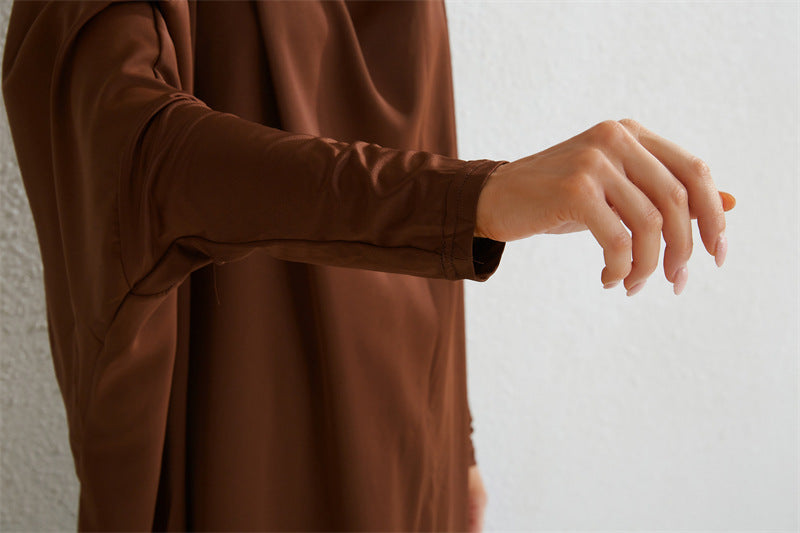HS0430 Ensemble deux pièces jilbab haut et jupe couleur unie