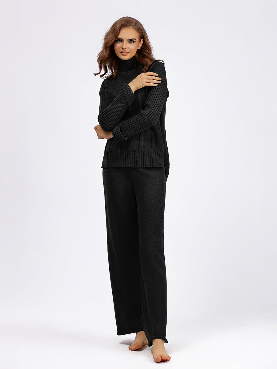 HS0474 autumn and wither knitted 2 PCS SET Mid neck sweater