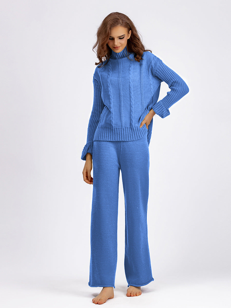 HS0474 autumn and wither knitted 2 PCS SET Mid neck sweater
