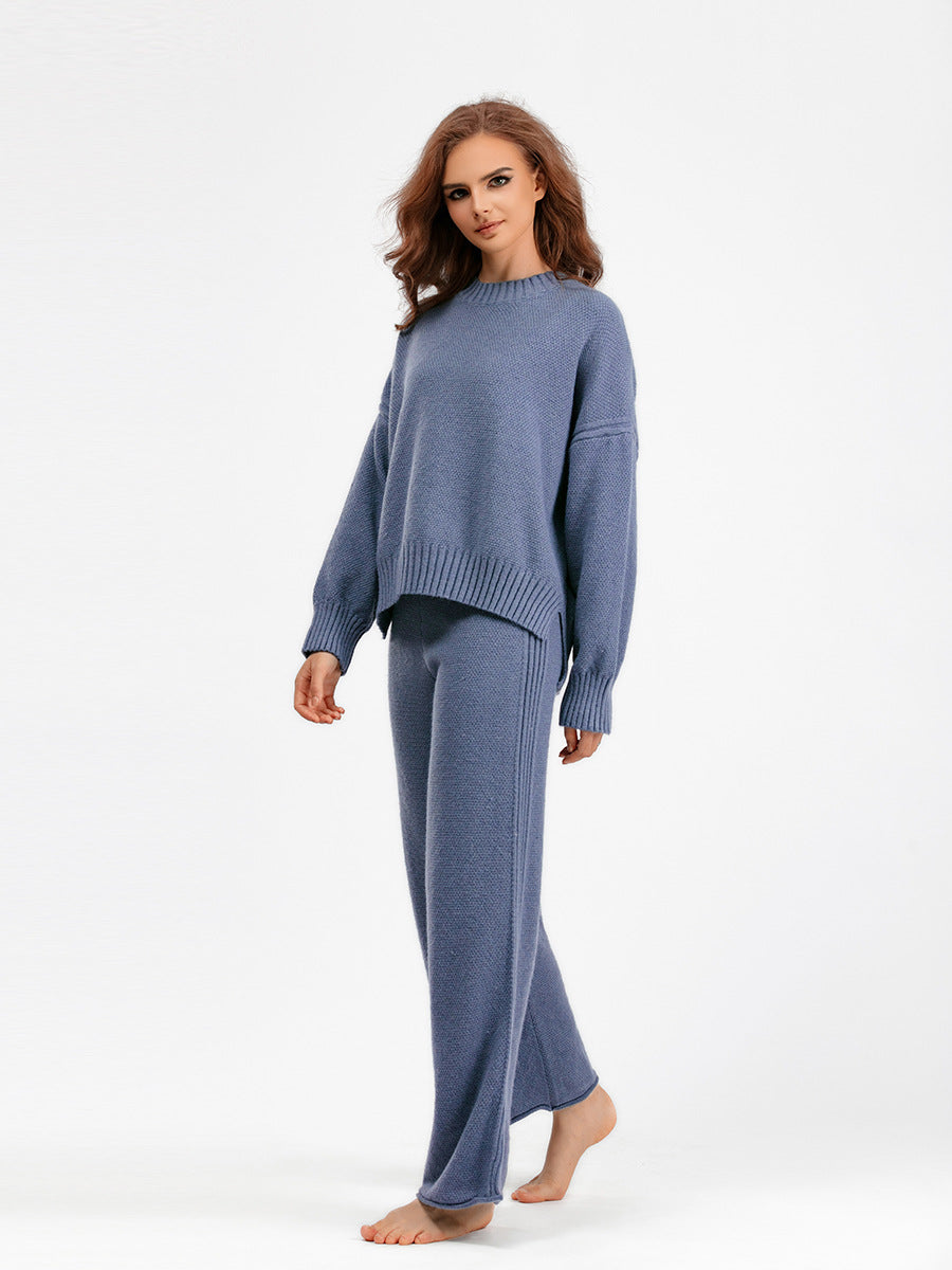 HS0473 New autumn and winter knitted 2 PCS SET crew neck