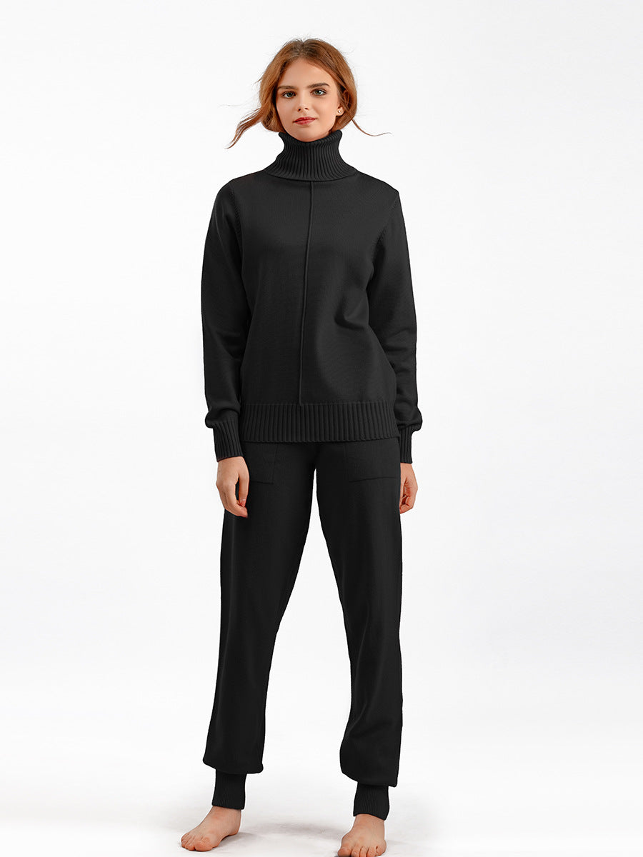 HS0475 Knitted 2 PCS SET warm fabric lapel sweater