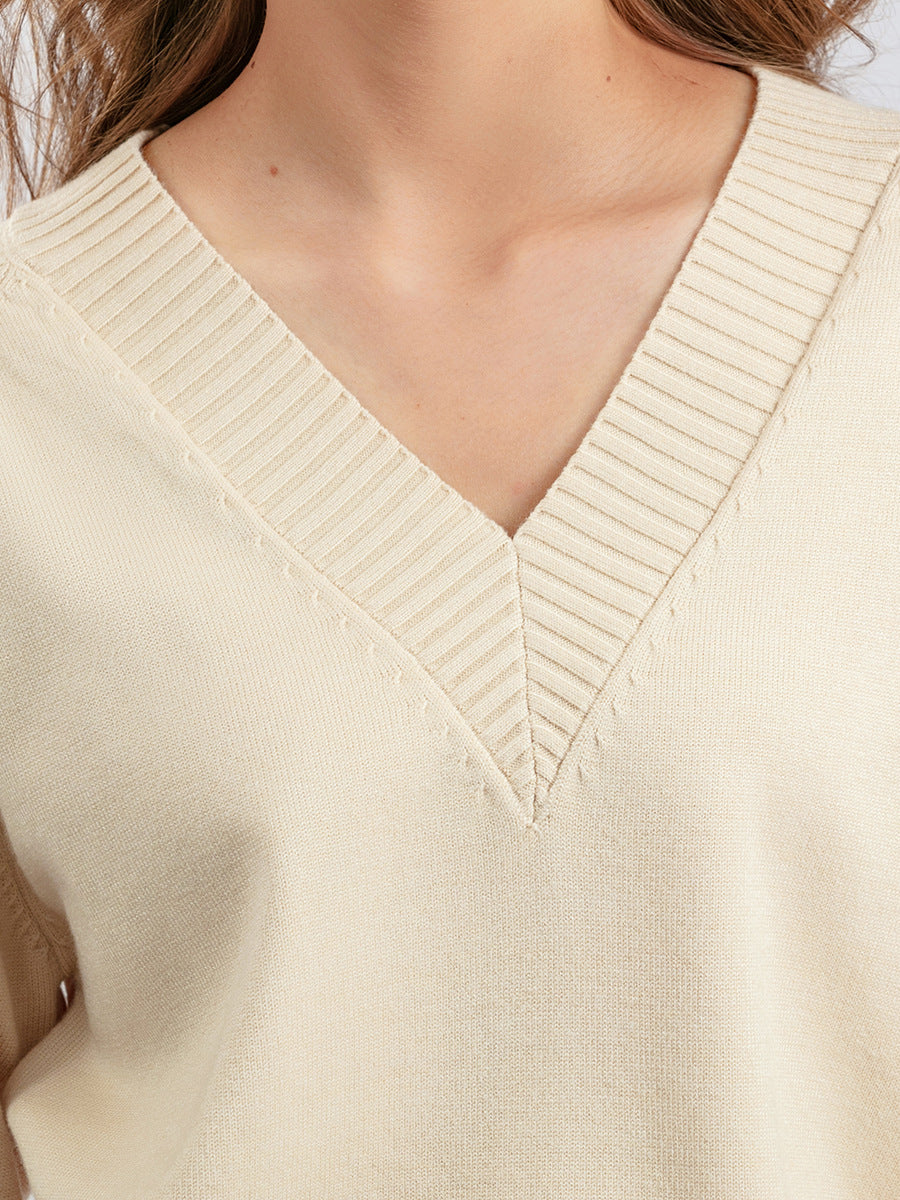 HS0476 autum and winter knitted 2 PCS SET V-neck with pockets