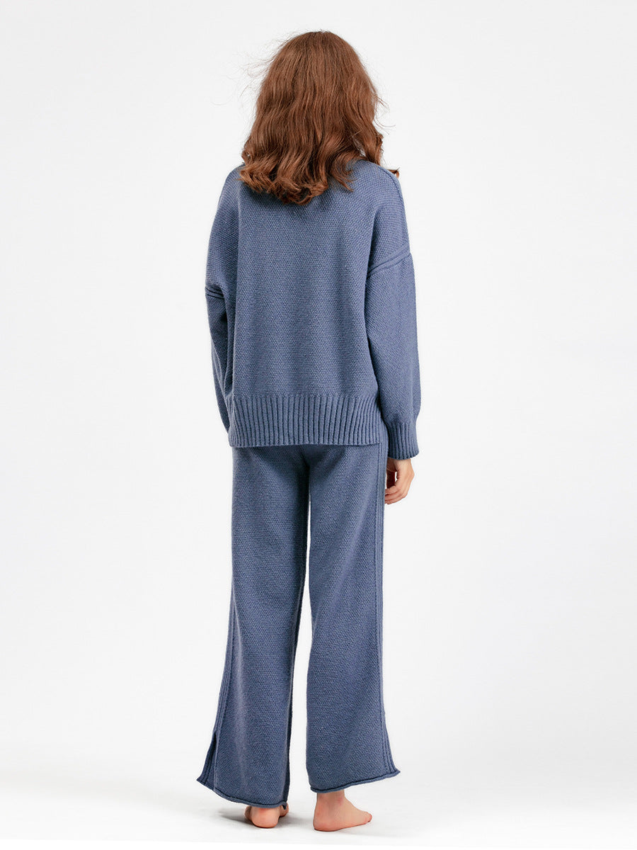 HS0473 New autumn and winter knitted 2 PCS SET crew neck