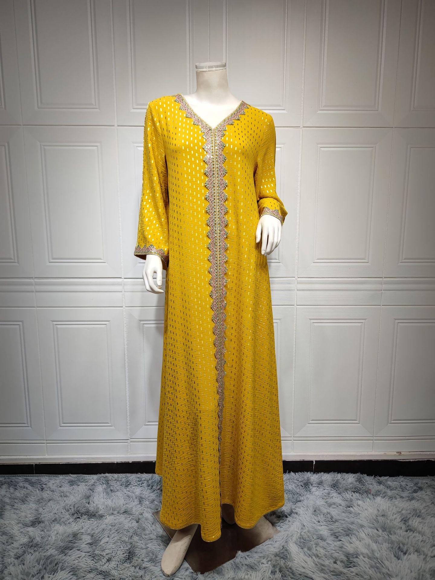 HS0442 Middle East Women's Clothing New Bronzing Muslim Dubai Robe