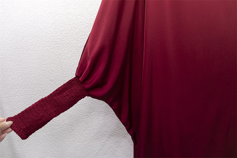 HS10067 Jilbab de prière musulman de couleur unie Mukena avec tissu doux et poignets élastiqués et hijab instantané attachable