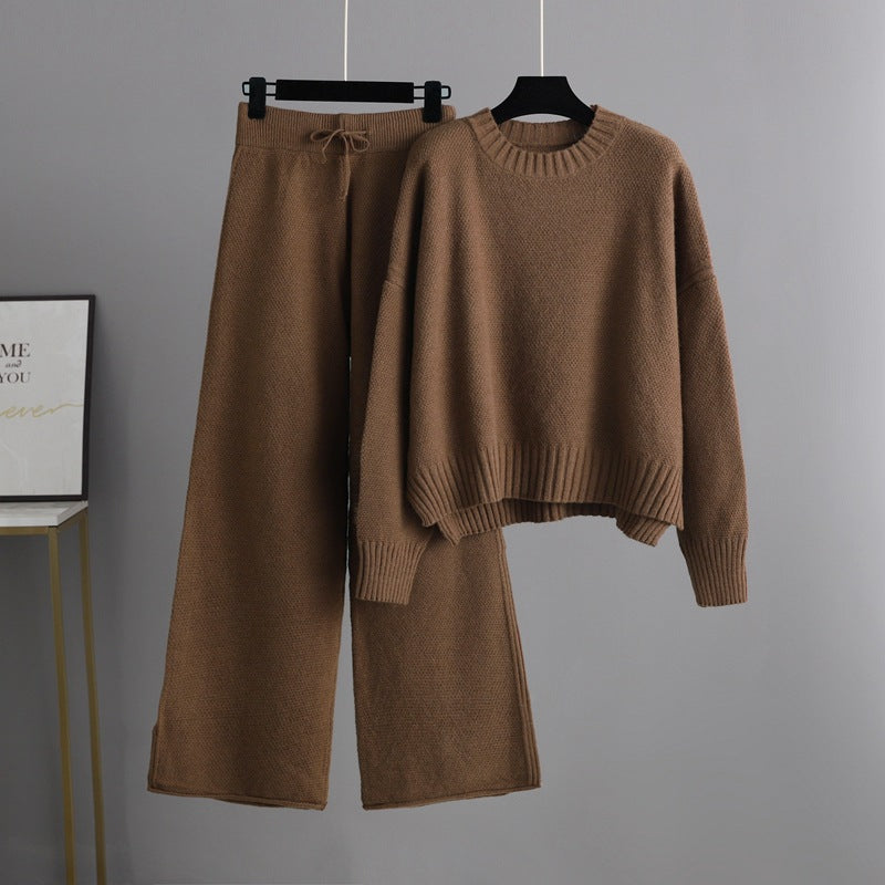 HS0473 New autumn and winter knitted 2 PCS SET crew neck