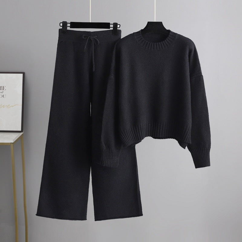 HS0473 New autumn and winter knitted 2 PCS SET crew neck
