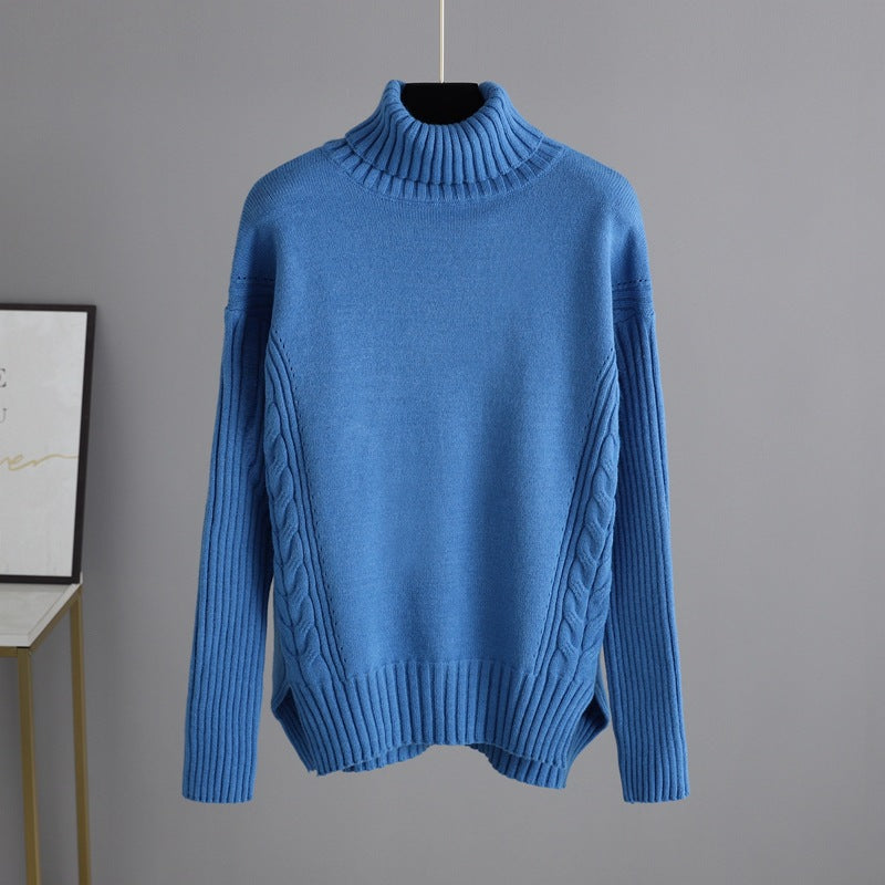 HS0472 Nouvel ensemble tricoté d'hiver 2 pièces col roulé mi-long couleur unie