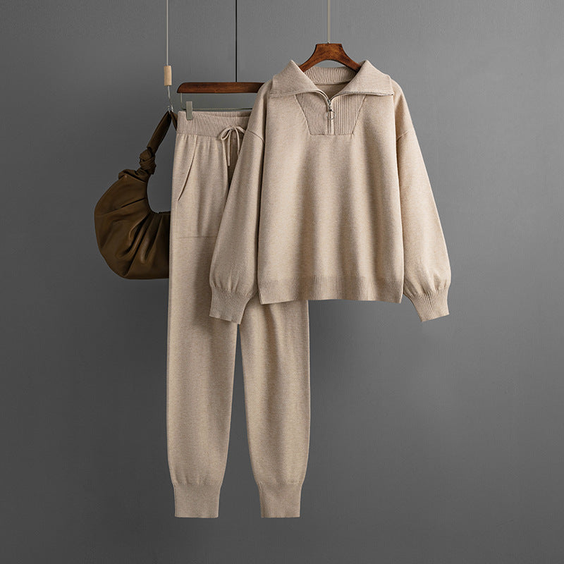 HS0478 autumn and winter 2 PCS set women loose fashionable and casual knitted