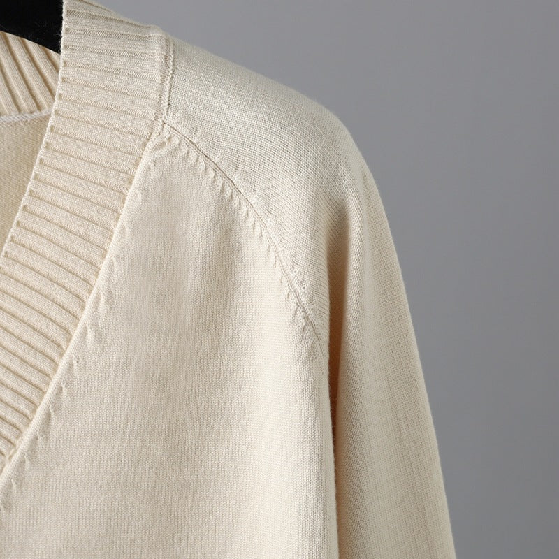 HS0476 autum and winter knitted 2 PCS SET V-neck with pockets