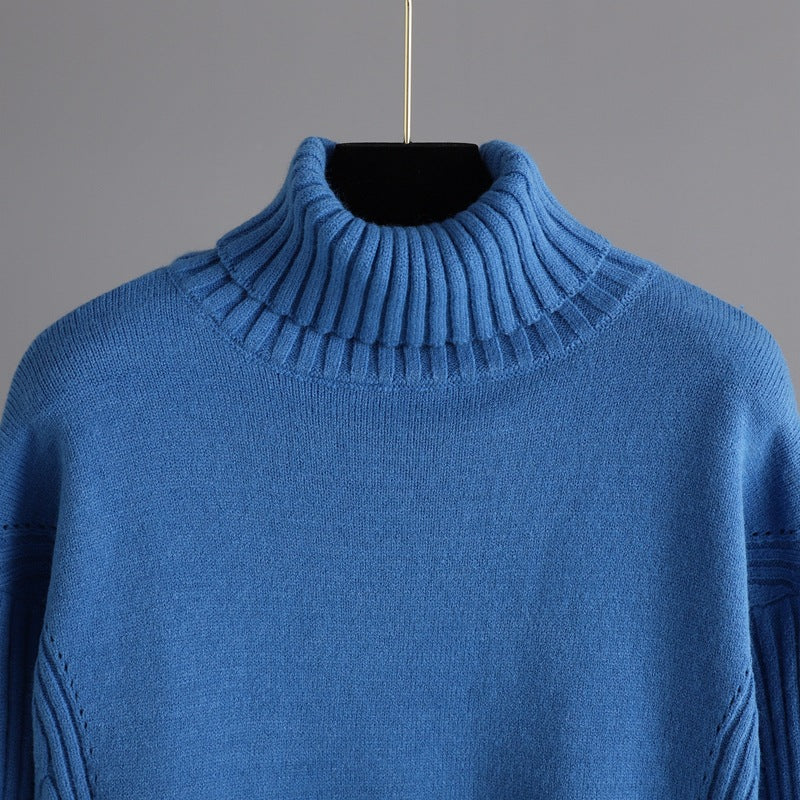 HS0472 Nouvel ensemble tricoté d'hiver 2 pièces col roulé mi-long couleur unie