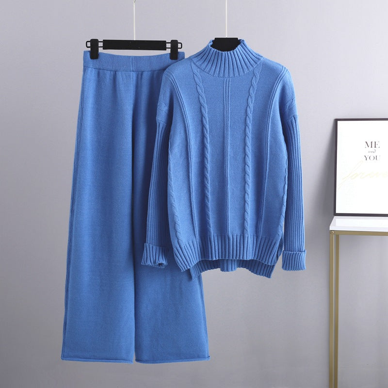 HS0474 autumn and wither knitted 2 PCS SET Mid neck sweater