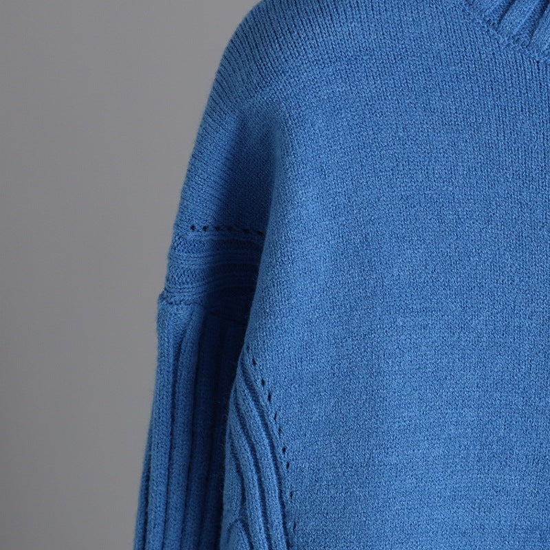 HS0472 Nouvel ensemble tricoté d'hiver 2 pièces col roulé mi-long couleur unie