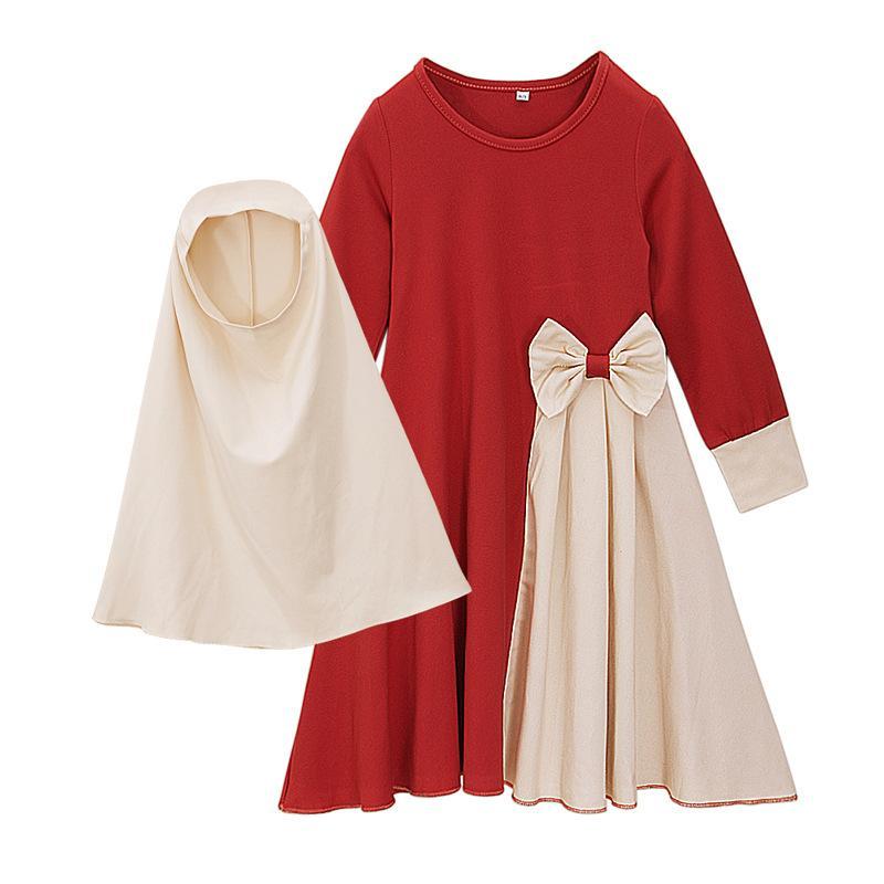 HASASERIES HS1201 Ensemble 2 pièces, Abaya pour enfant avec Khimar une couche.