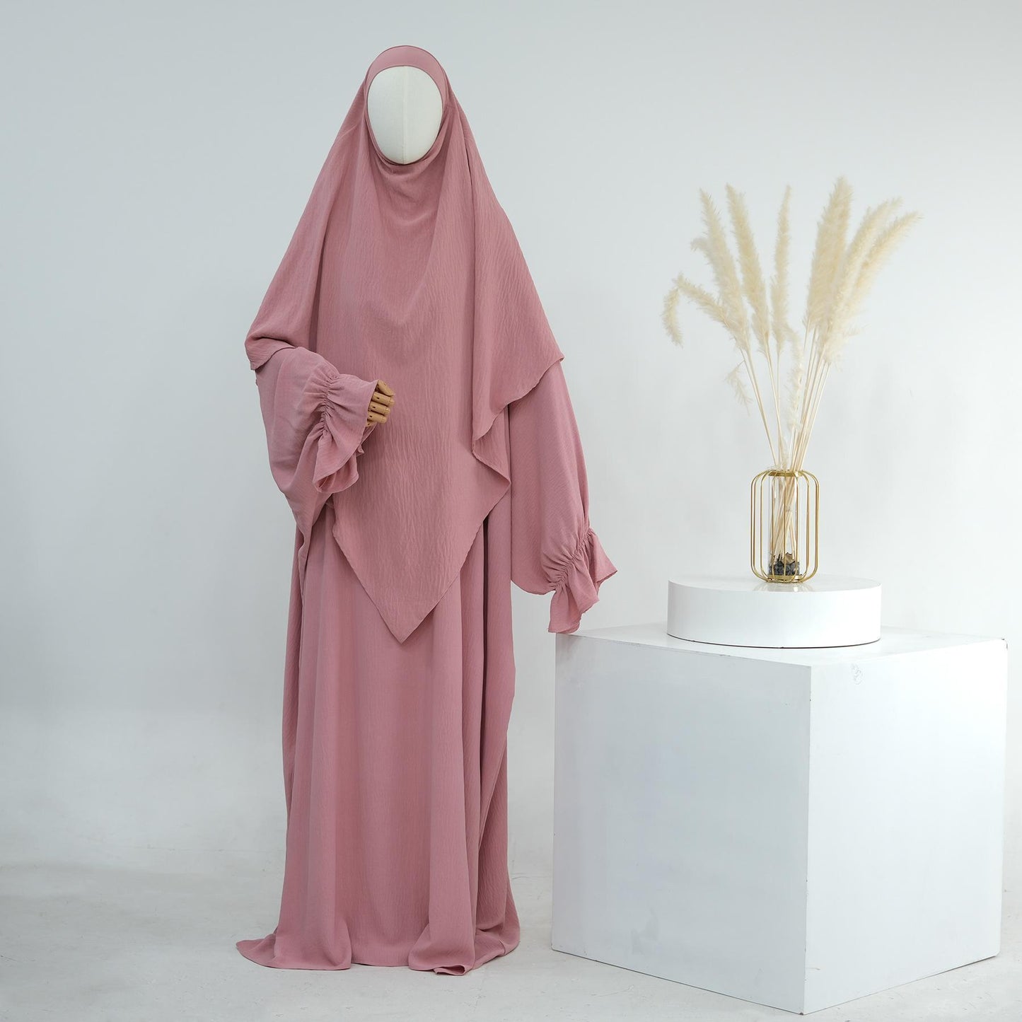 HASASERIES HS1043 2pcs Set Abaya with One Layer Khimar