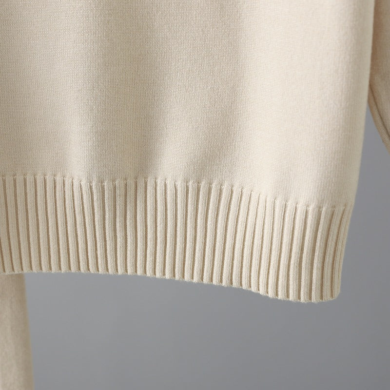 HS0476 autum and winter knitted 2 PCS SET V-neck with pockets