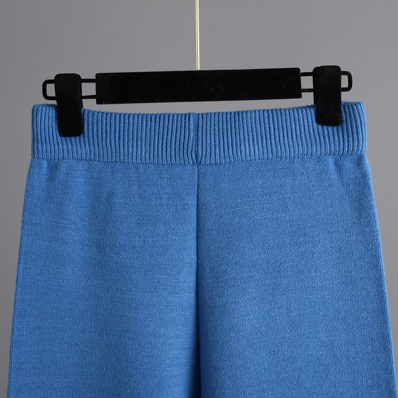 HS0472 Nouvel ensemble tricoté d'hiver 2 pièces col roulé mi-long couleur unie