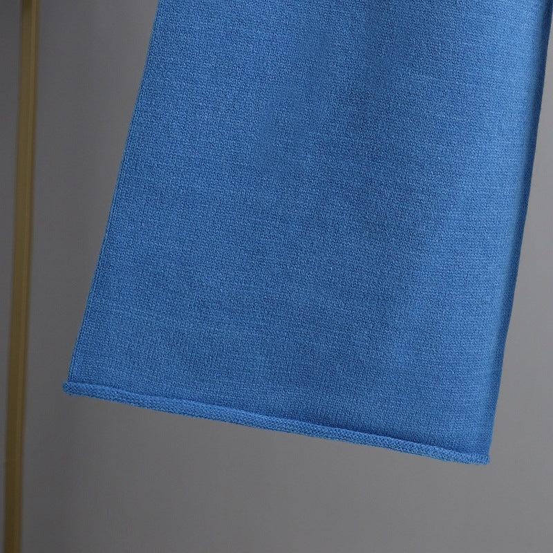 HS0472 Nouvel ensemble tricoté d'hiver 2 pièces col roulé mi-long couleur unie