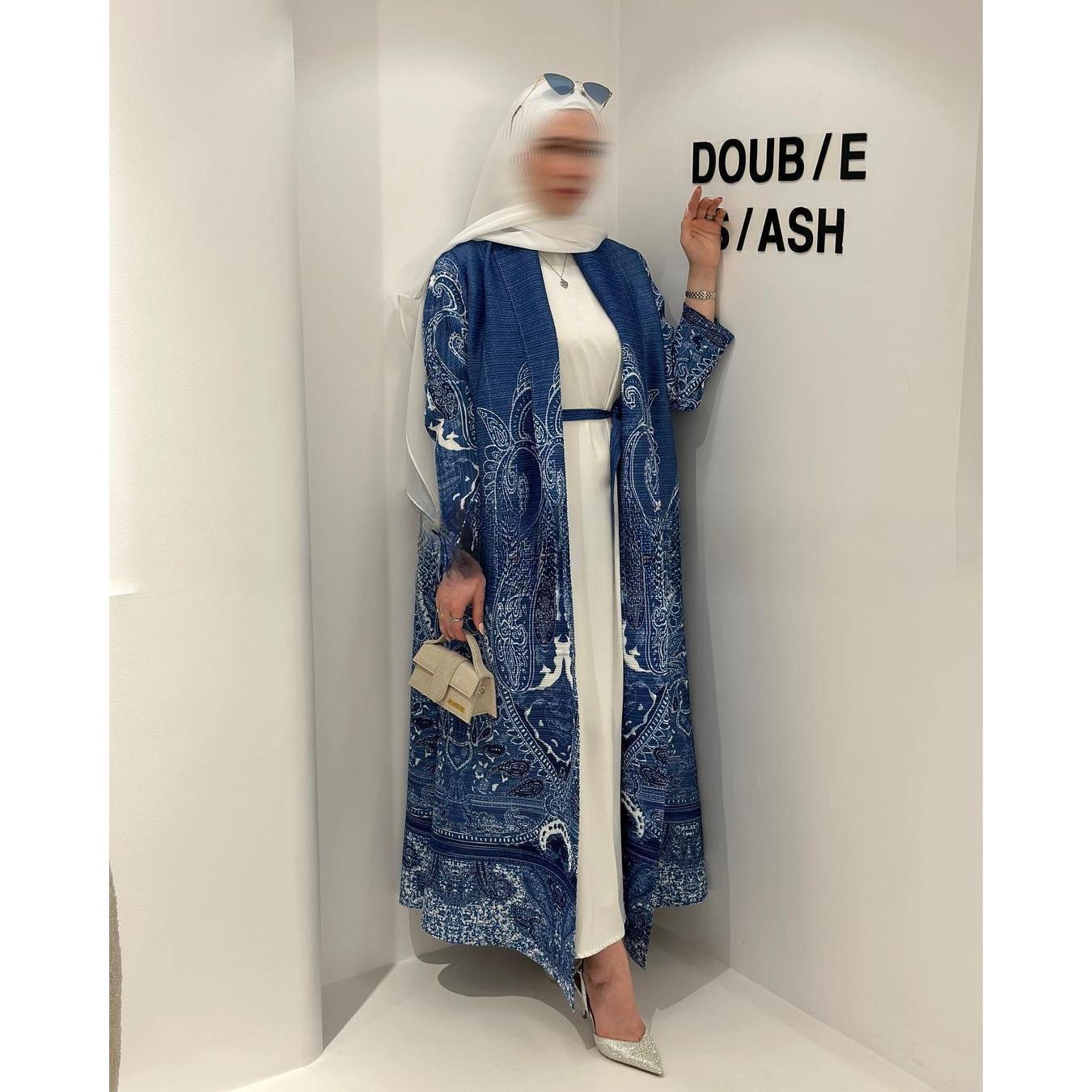 HASA Inclusive Sizing Crinkle Pleated Georgette Ramadan Stretchy Abaya-1