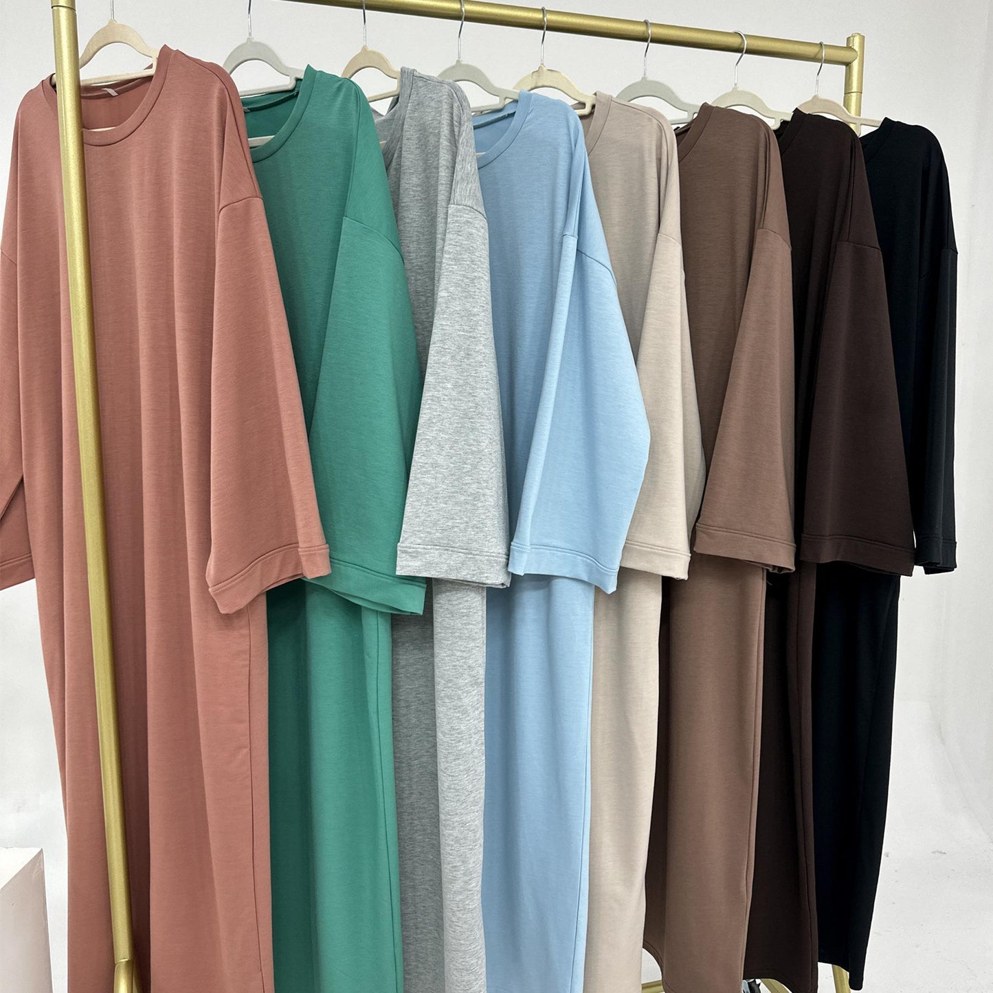 HASASERIES HS1089 Solid Color Hoodie Dress