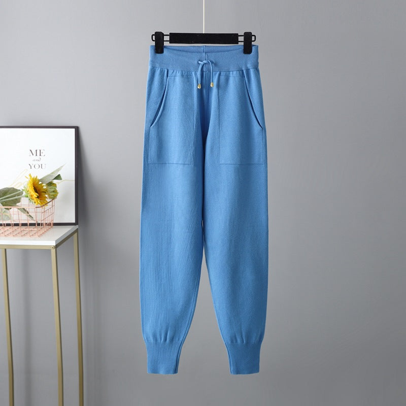 HS0475 Knitted 2 PCS SET warm fabric lapel sweater