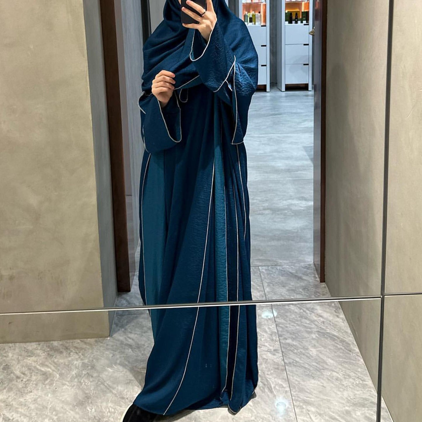 HASASERIES HS0933 3 Pcs Set Cardigan+Inner Dress+Hijab