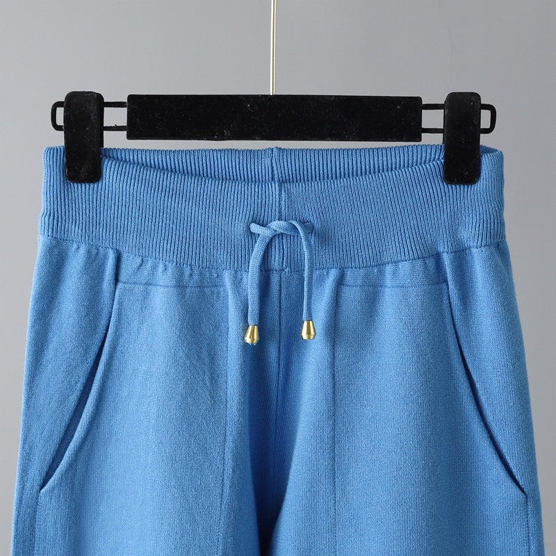 HS0475 Knitted 2 PCS SET warm fabric lapel sweater