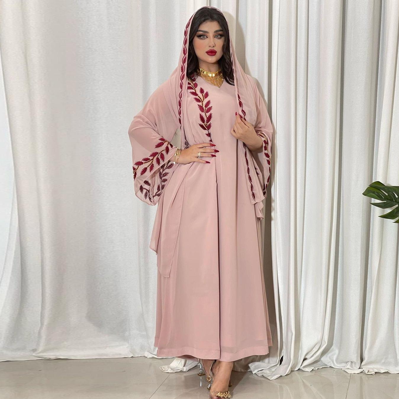 HASASERIES HS1050 2pcs Chiffon Long Muslim Dress with Hijab