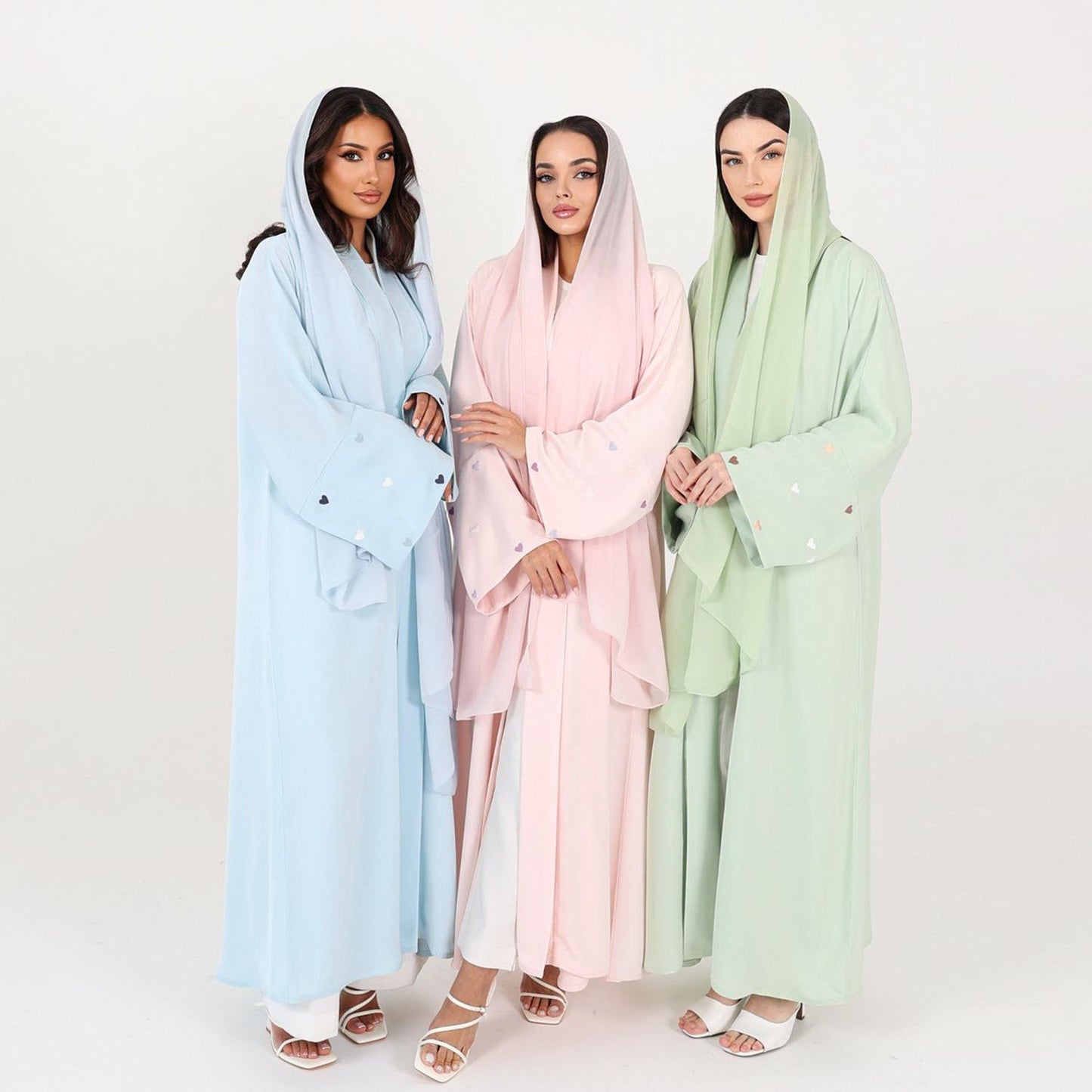 HS1502 Macaroon Color Summer Thin Sleeve Heart Embroidered Robe Cardigan