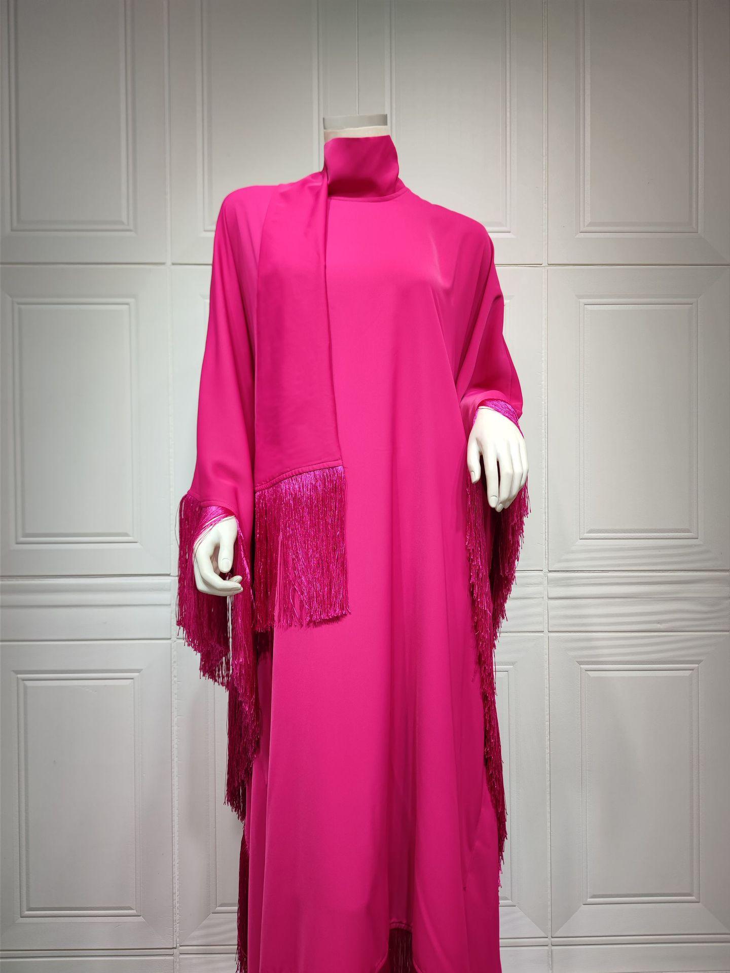 HS0467 Ladies Dolman Sleeve Tassel Kaftan High Fashion Dress modest party dress