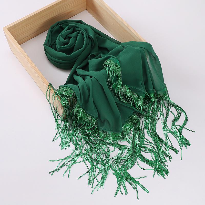 HASASERIES HS1139 Pearl Chiffon Scarf