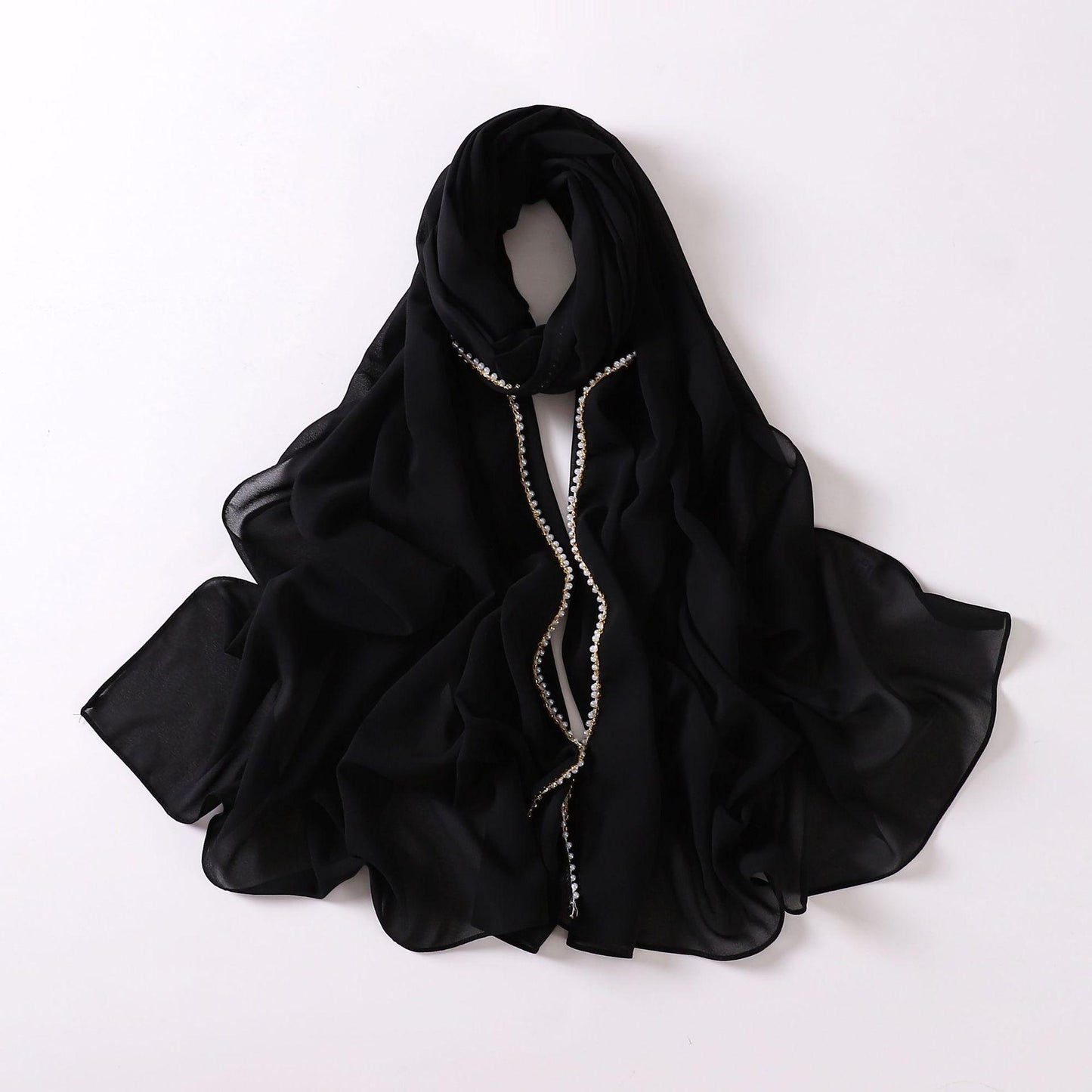 HASASERIES HS1116 Pearl Chiffon Headband Hijab