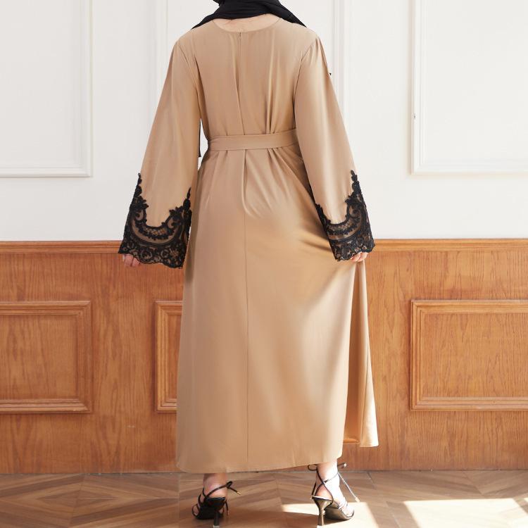 HASASERIES HS0627 Embroidered Sequin Cuff Robe
